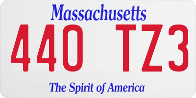 MA license plate 440TZ3