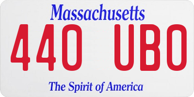 MA license plate 440UB0