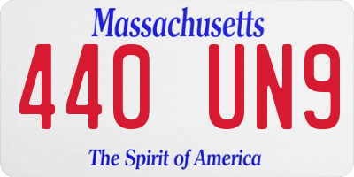 MA license plate 440UN9