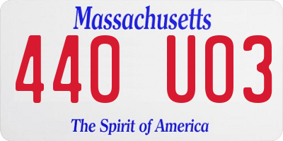 MA license plate 440UO3