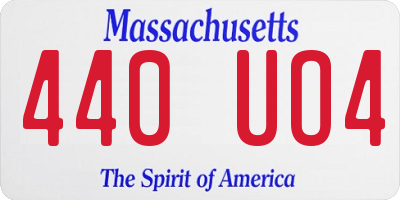 MA license plate 440UO4