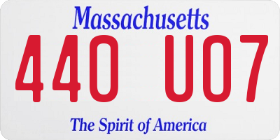 MA license plate 440UO7