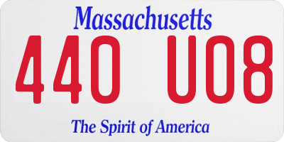 MA license plate 440UO8
