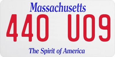 MA license plate 440UO9