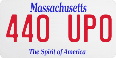 MA license plate 440UP0