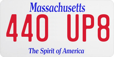 MA license plate 440UP8