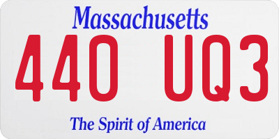 MA license plate 440UQ3