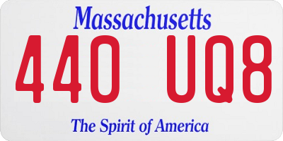 MA license plate 440UQ8