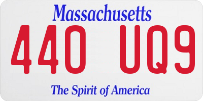 MA license plate 440UQ9
