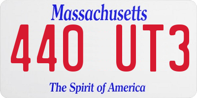 MA license plate 440UT3