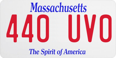 MA license plate 440UV0