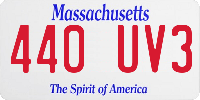 MA license plate 440UV3