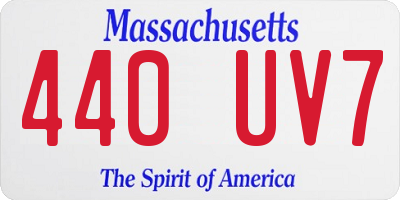 MA license plate 440UV7