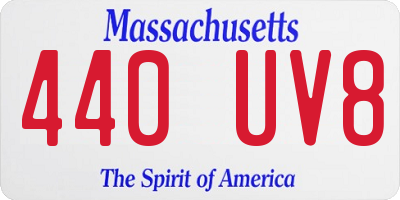 MA license plate 440UV8