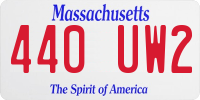 MA license plate 440UW2