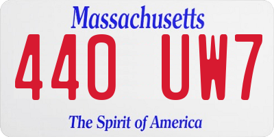 MA license plate 440UW7