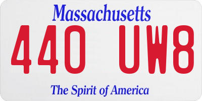 MA license plate 440UW8