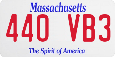 MA license plate 440VB3