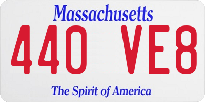 MA license plate 440VE8