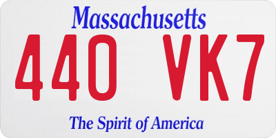 MA license plate 440VK7