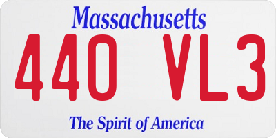MA license plate 440VL3