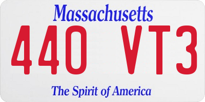 MA license plate 440VT3