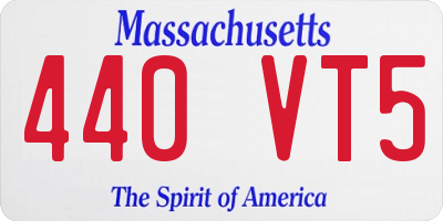 MA license plate 440VT5