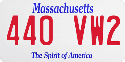 MA license plate 440VW2