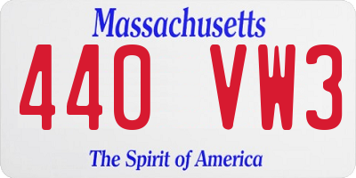 MA license plate 440VW3
