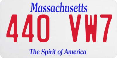 MA license plate 440VW7