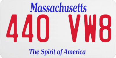 MA license plate 440VW8