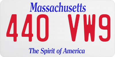 MA license plate 440VW9