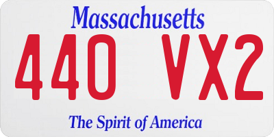MA license plate 440VX2