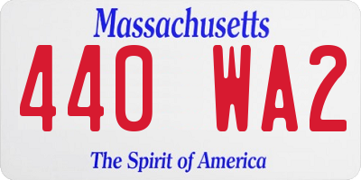 MA license plate 440WA2