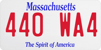 MA license plate 440WA4