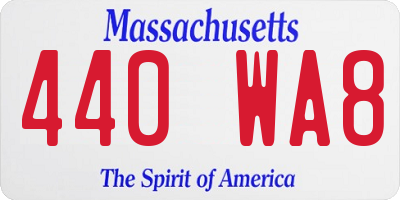 MA license plate 440WA8