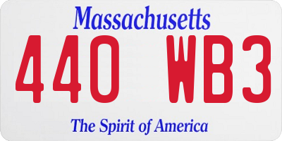 MA license plate 440WB3