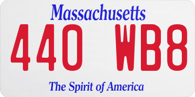 MA license plate 440WB8