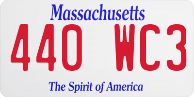 MA license plate 440WC3