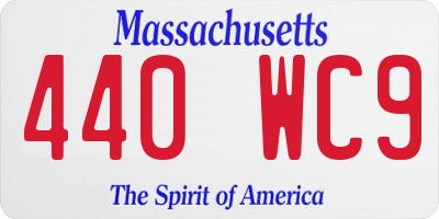 MA license plate 440WC9