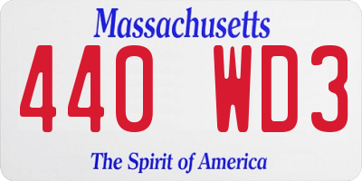 MA license plate 440WD3