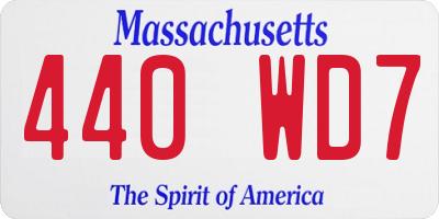 MA license plate 440WD7