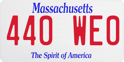 MA license plate 440WE0