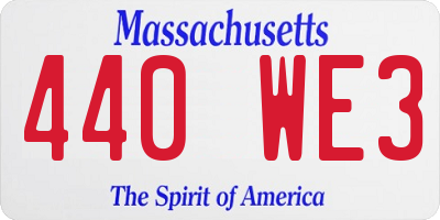 MA license plate 440WE3