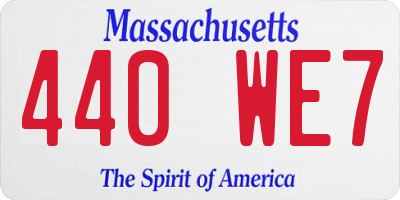 MA license plate 440WE7
