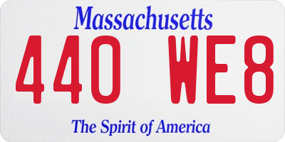 MA license plate 440WE8