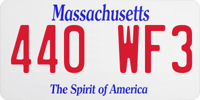 MA license plate 440WF3