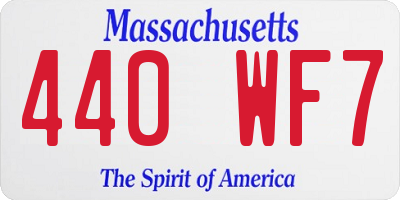 MA license plate 440WF7