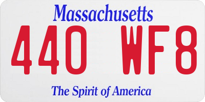 MA license plate 440WF8