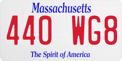 MA license plate 440WG8